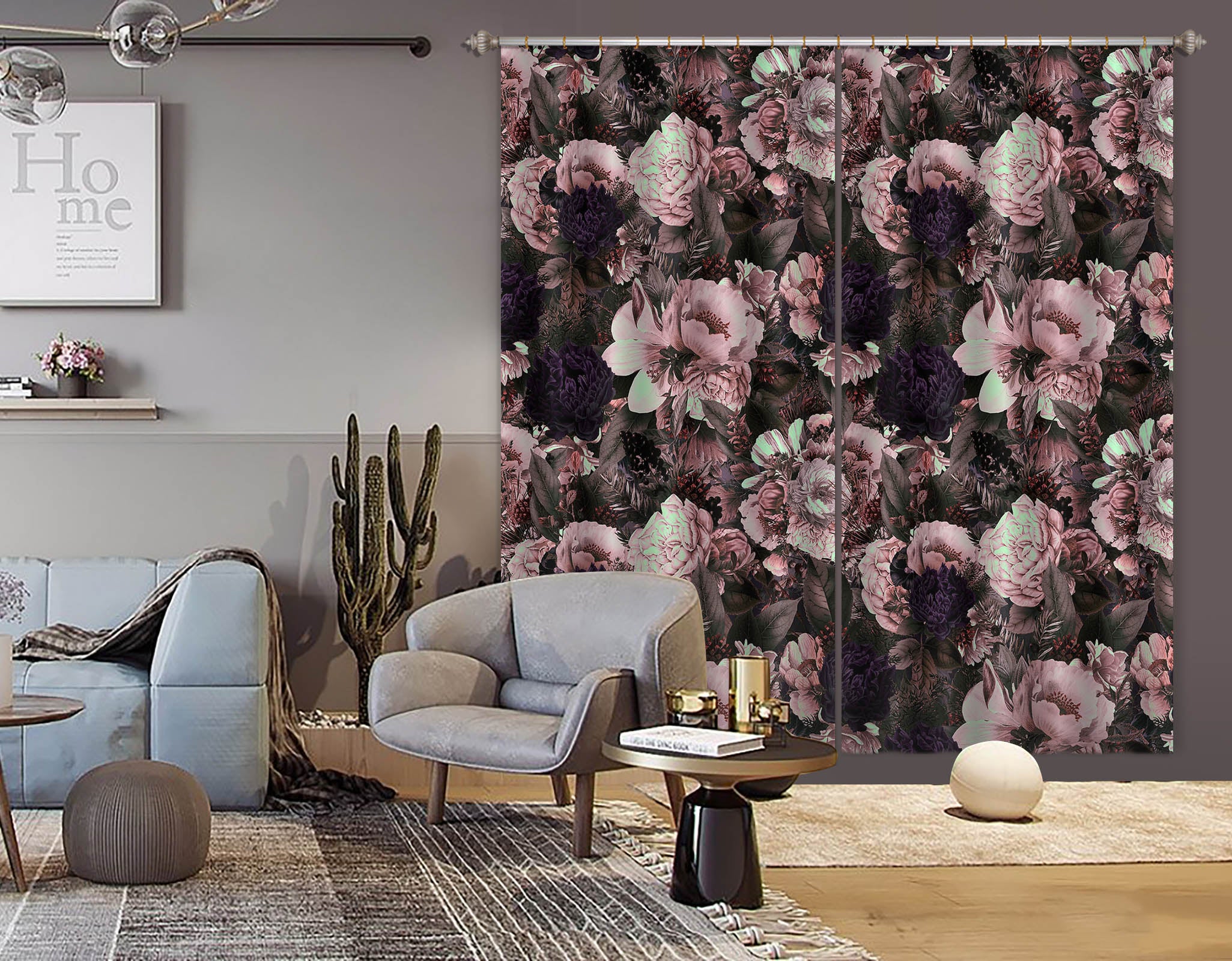 3D Pink Rose 170 Uta Naumann Curtain Curtains Drapes