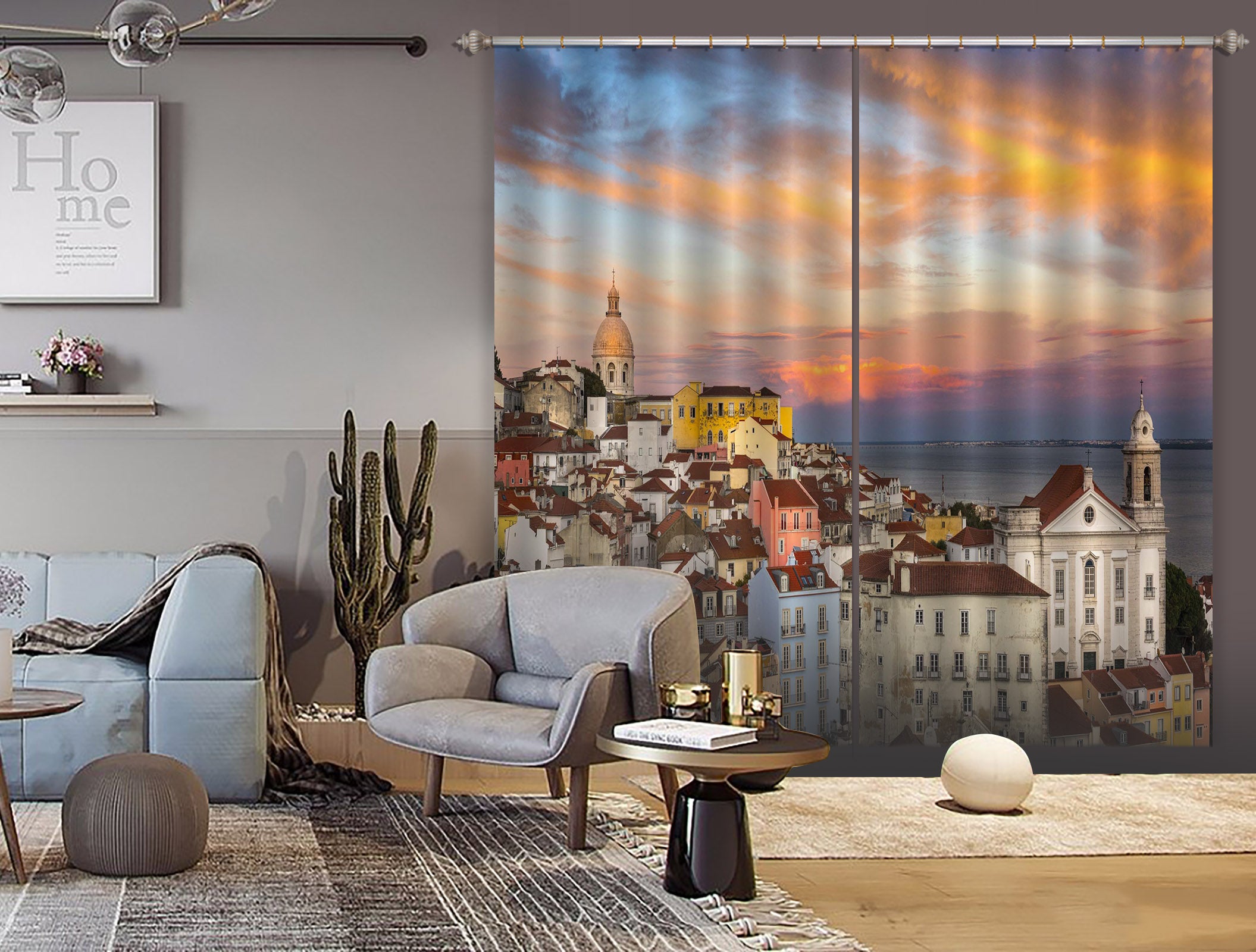 3D Sunset City 081 Marco Carmassi Curtain Curtains Drapes