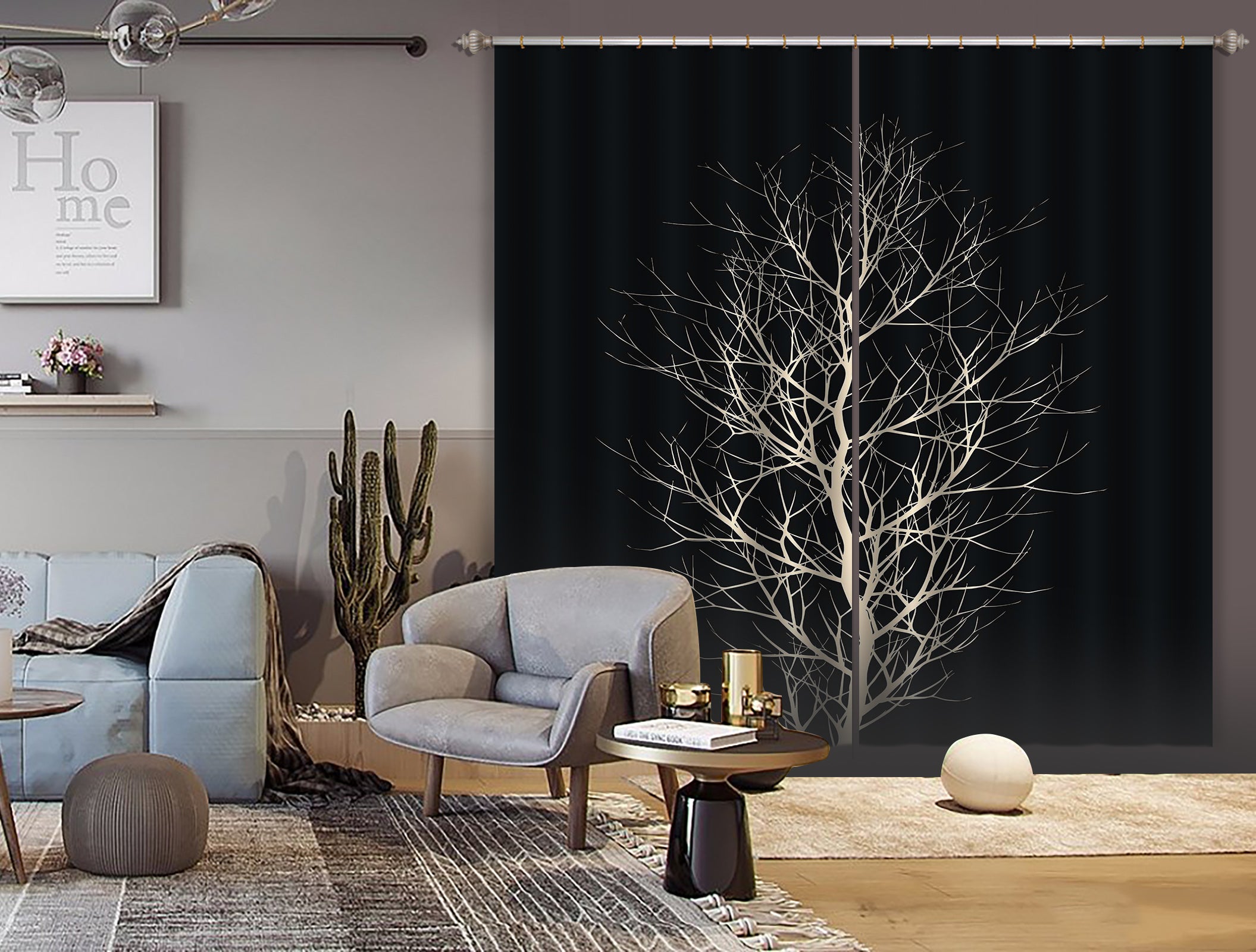 3D The White Tree 062 Boris Draschoff Curtain Curtains Drapes