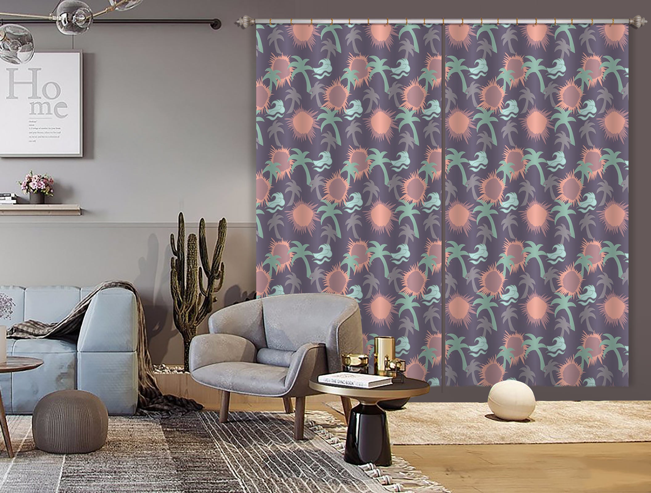 3D Coconut Sun Pattern 98114 Kasumi Loffler Curtain Curtains Drapes