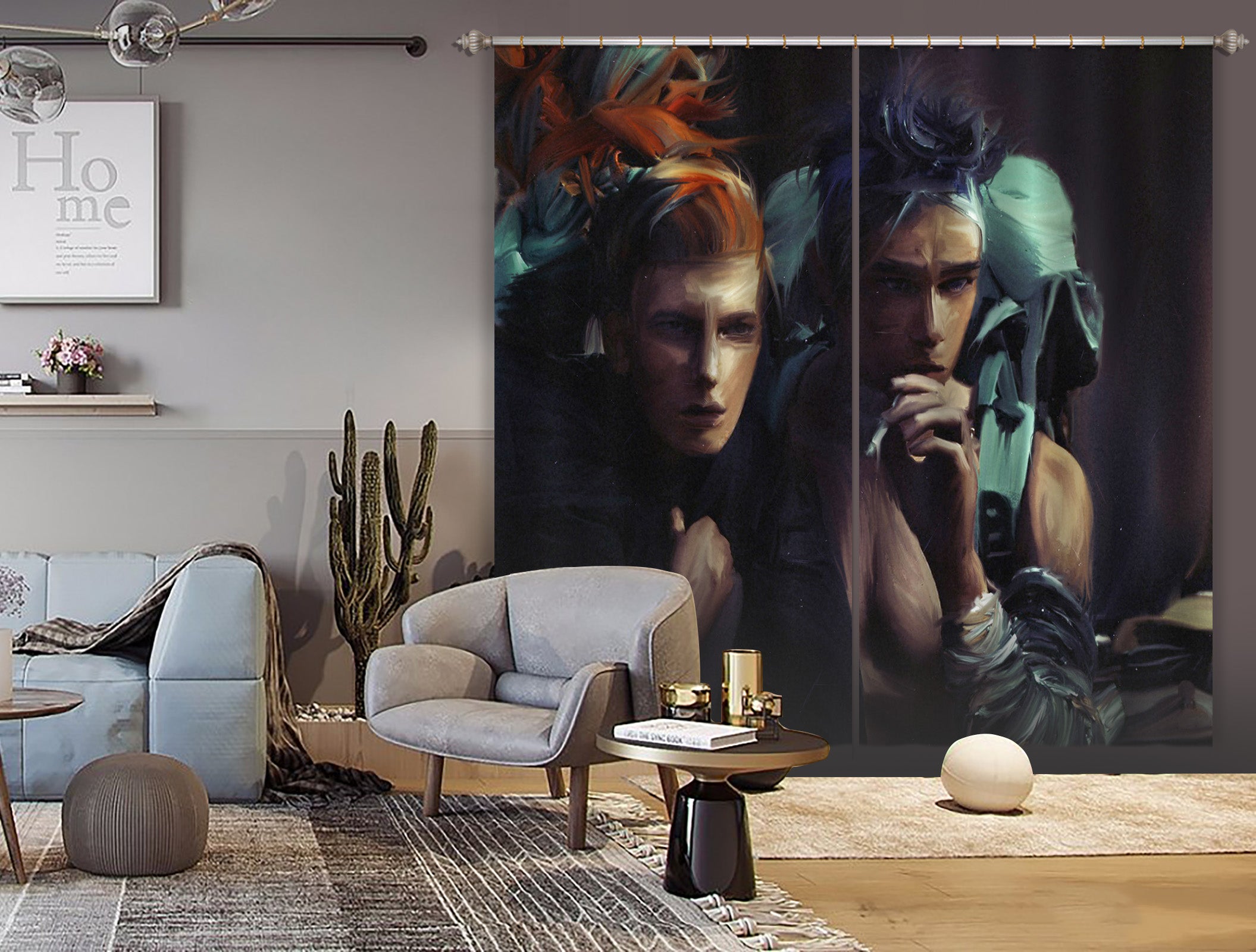 3D Personality Girl 043 Marco Cavazzana Curtain Curtains Drapes