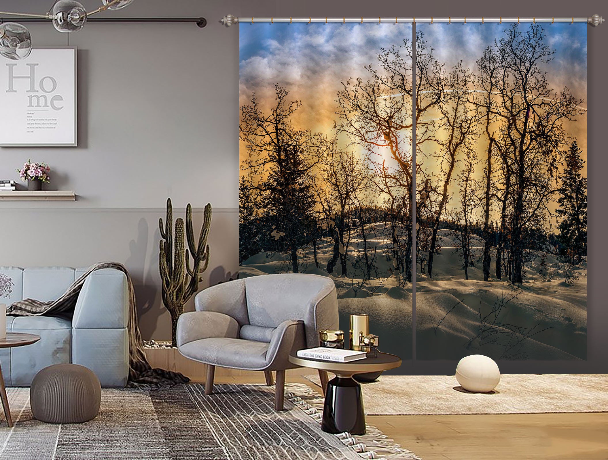 3D Snow Trees 5359 Beth Sheridan Curtain Curtains Drapes