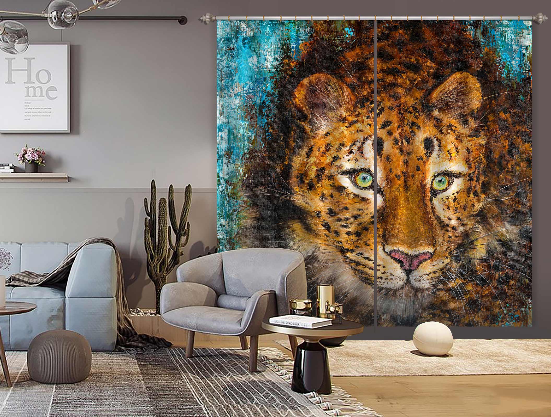 3D Painted Leopard 410 Skromova Marina Curtain Curtains Drapes