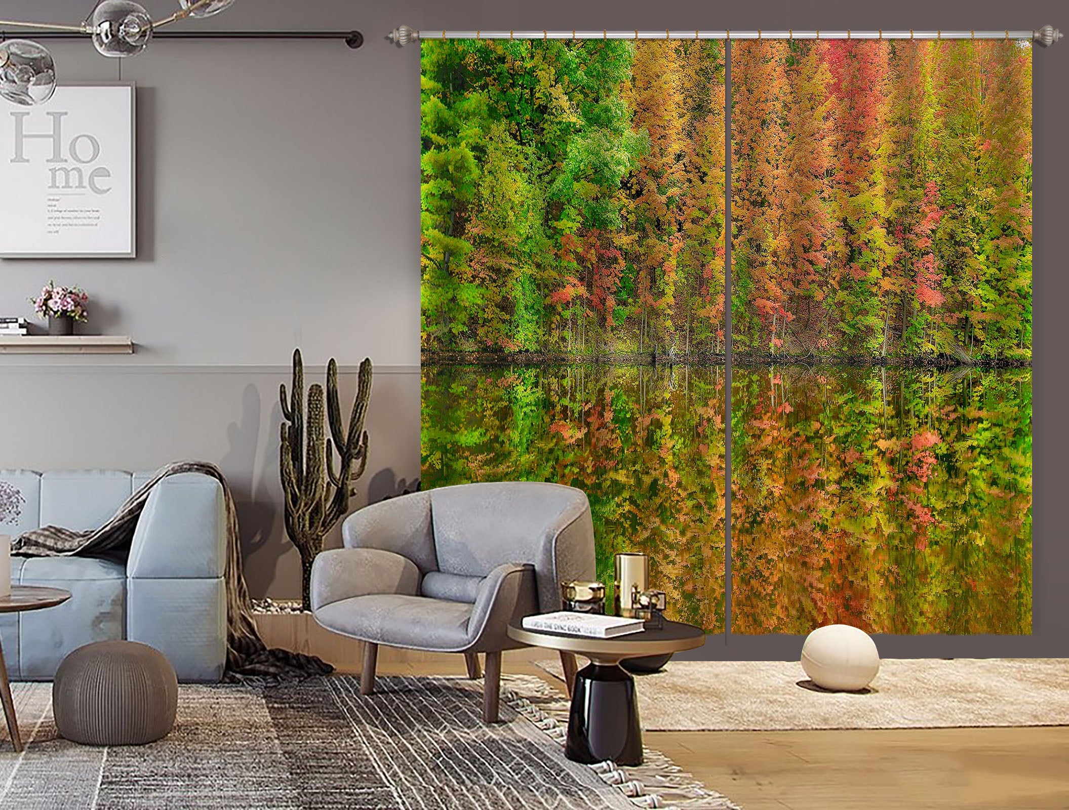 3D Fall Reflections 62143 Kathy Barefield Curtain Curtains Drapes