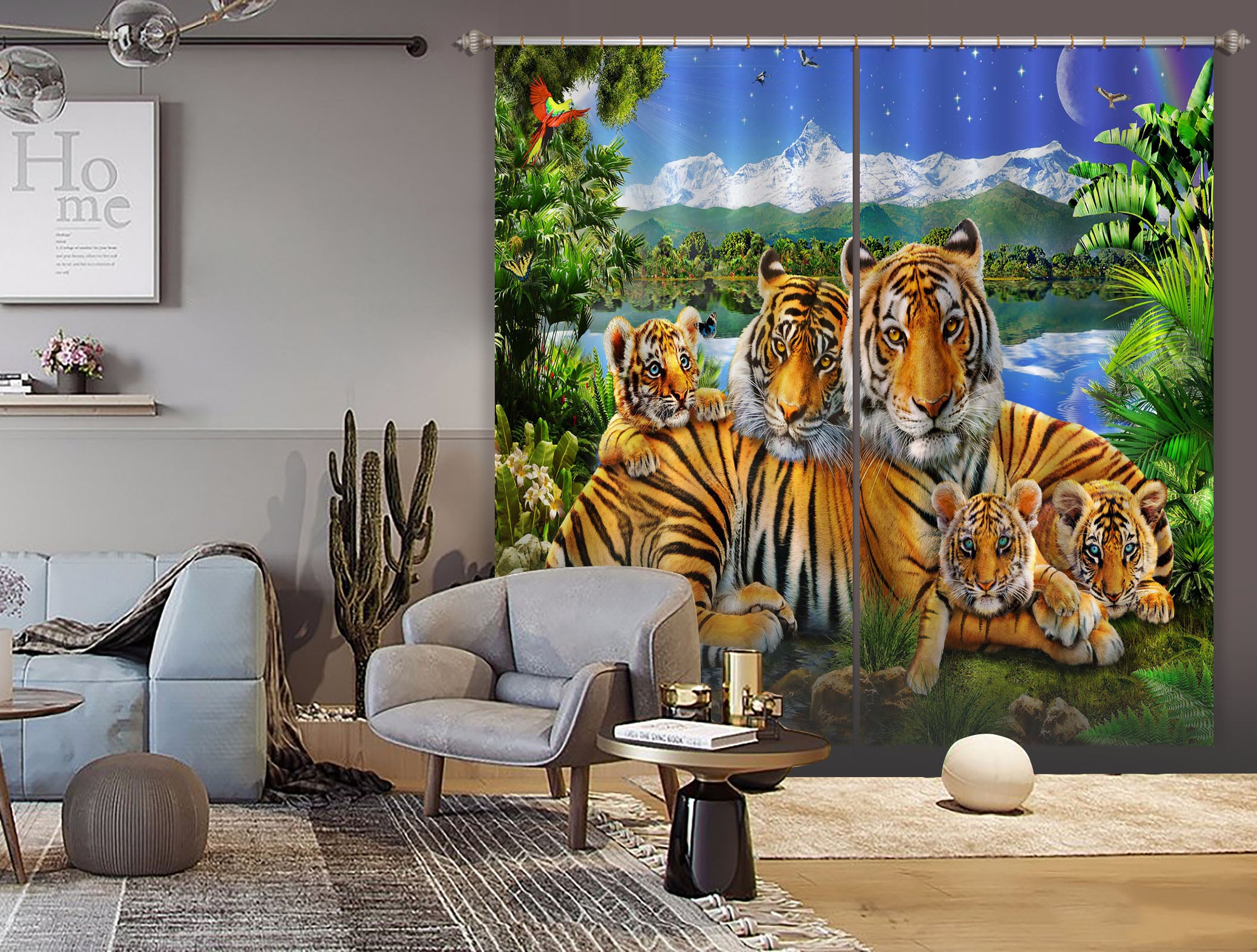 3D Loving Tigers 057 Adrian Chesterman Curtain Curtains Drapes