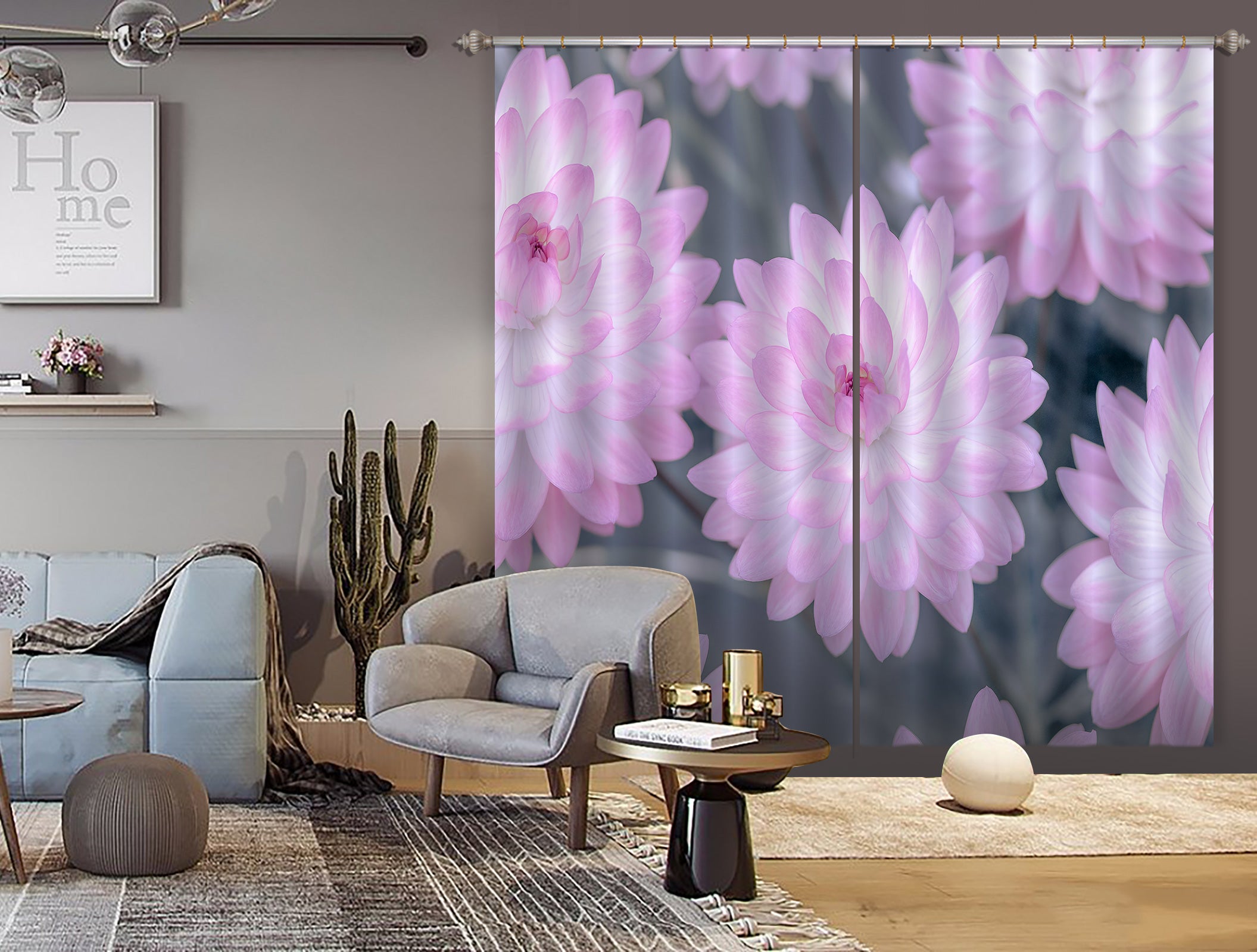 3D Pink Flower 6510 Assaf Frank Curtain Curtains Drapes