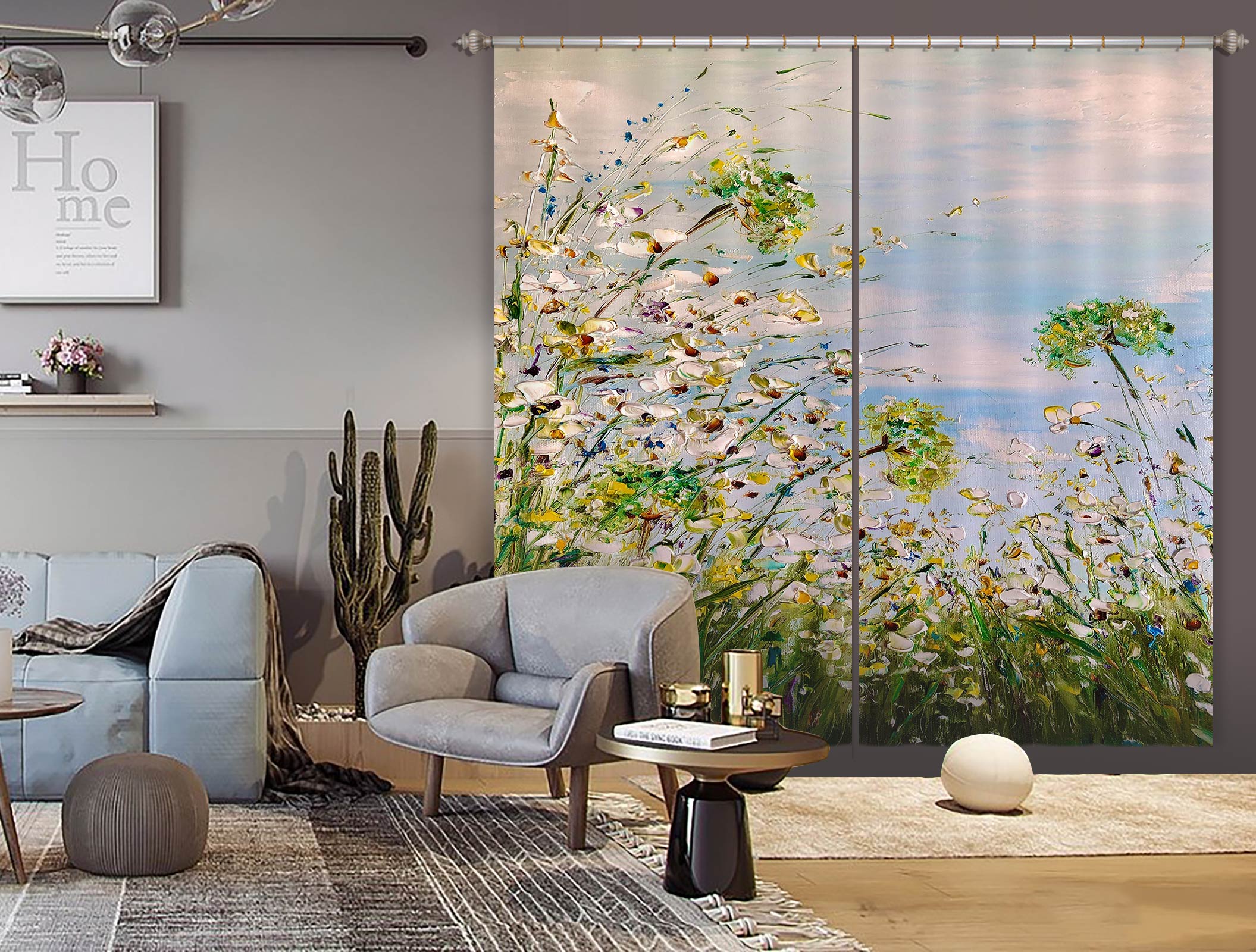 3D Green Flower 355 Skromova Marina Curtain Curtains Drapes