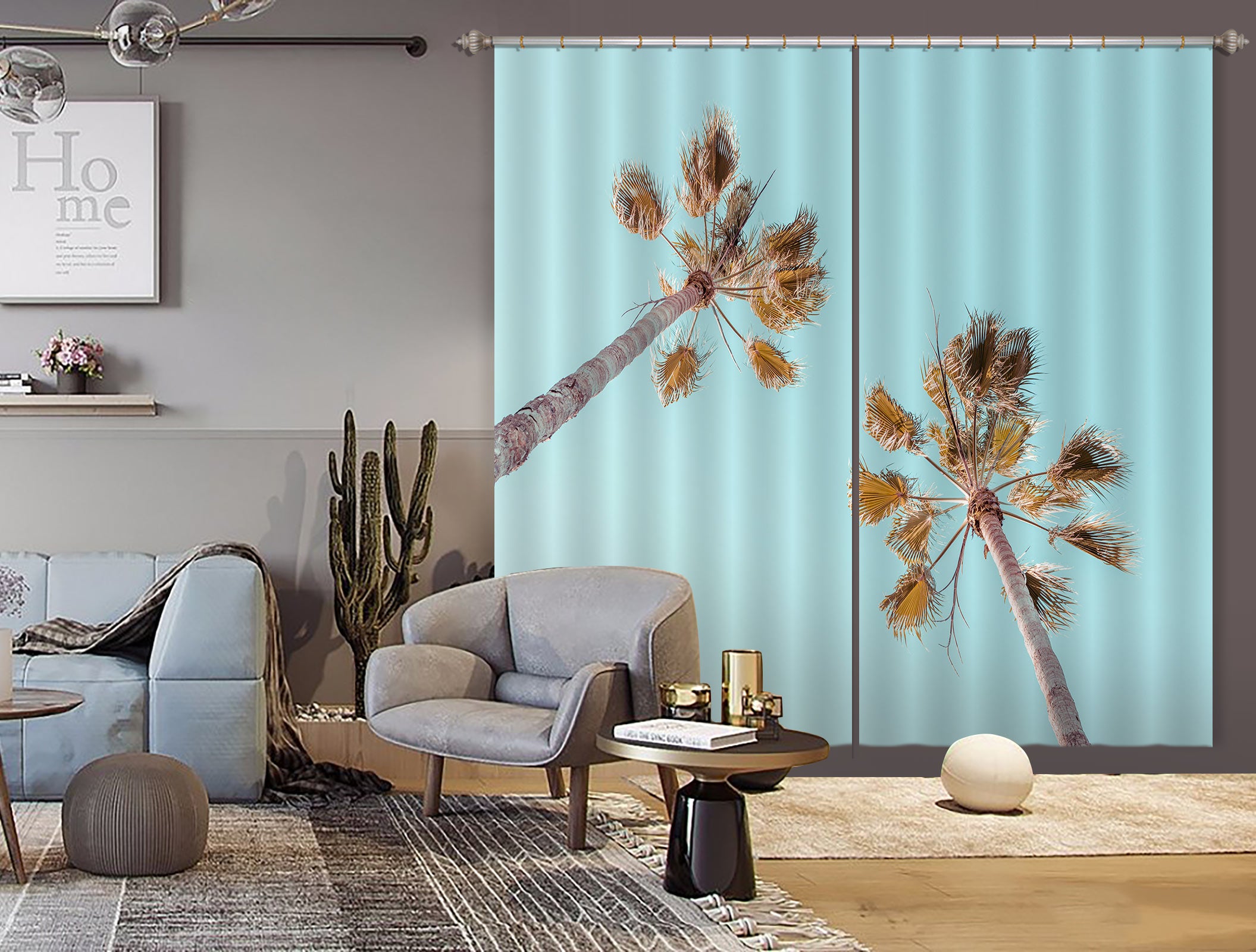 3D Sky Coconut Tree 6550 Assaf Frank Curtain Curtains Drapes