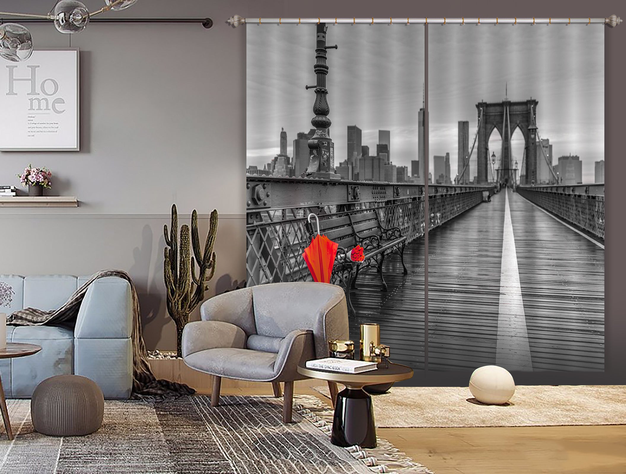 3D Umbrella Bridge 014 Assaf Frank Curtain Curtains Drapes