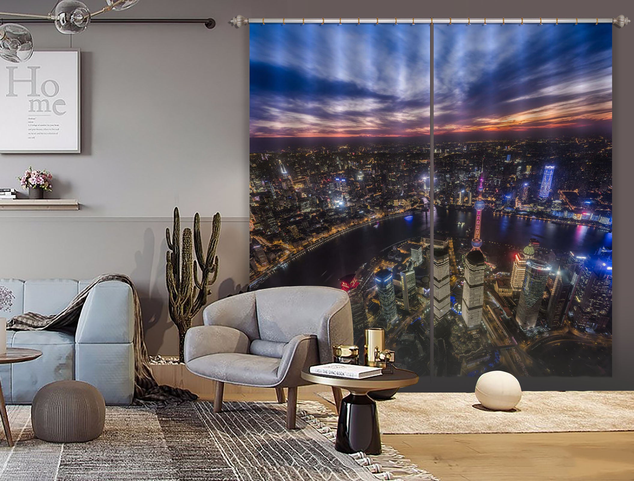 3D Night City 156 Marco Carmassi Curtain Curtains Drapes