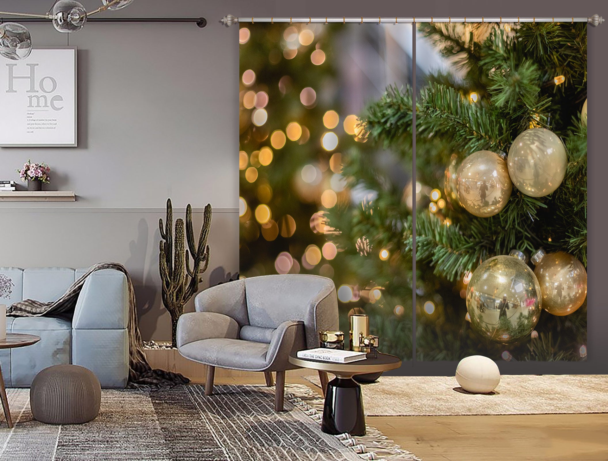 3D White Ball Pendant 53148 Christmas Curtains Drapes Xmas