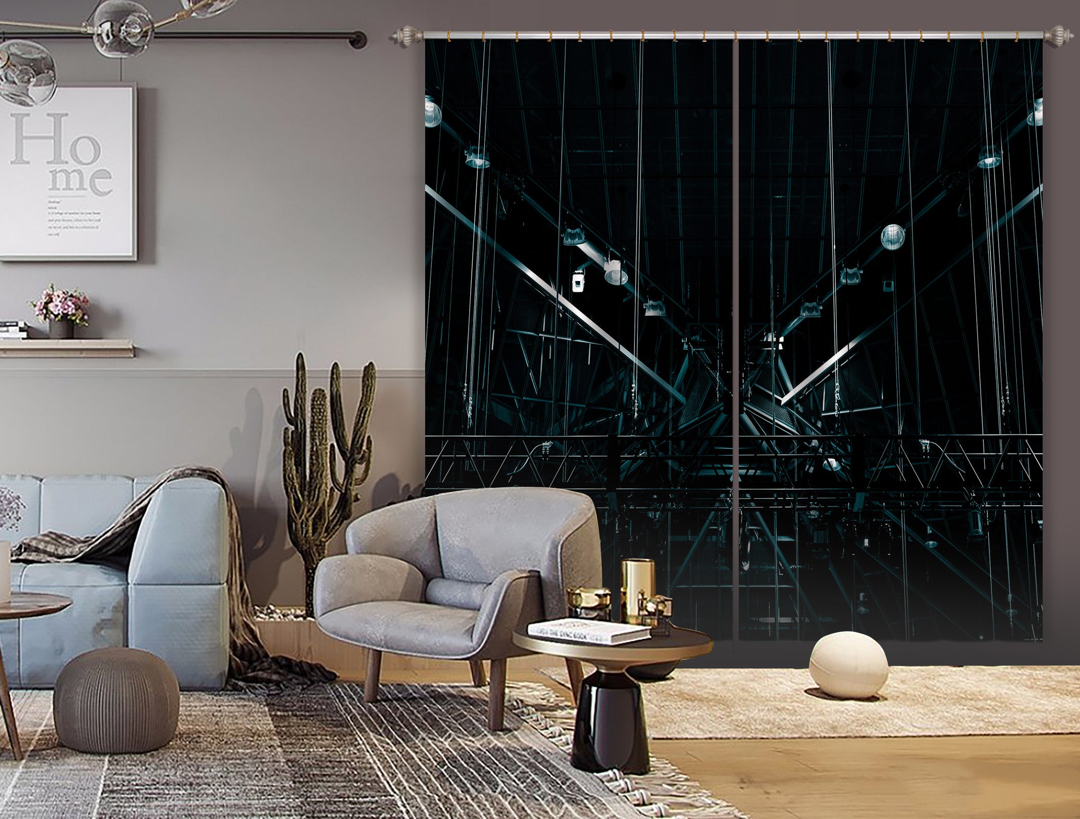 3D Night Lights 049 Noirblanc777 Curtain Curtains Drapes