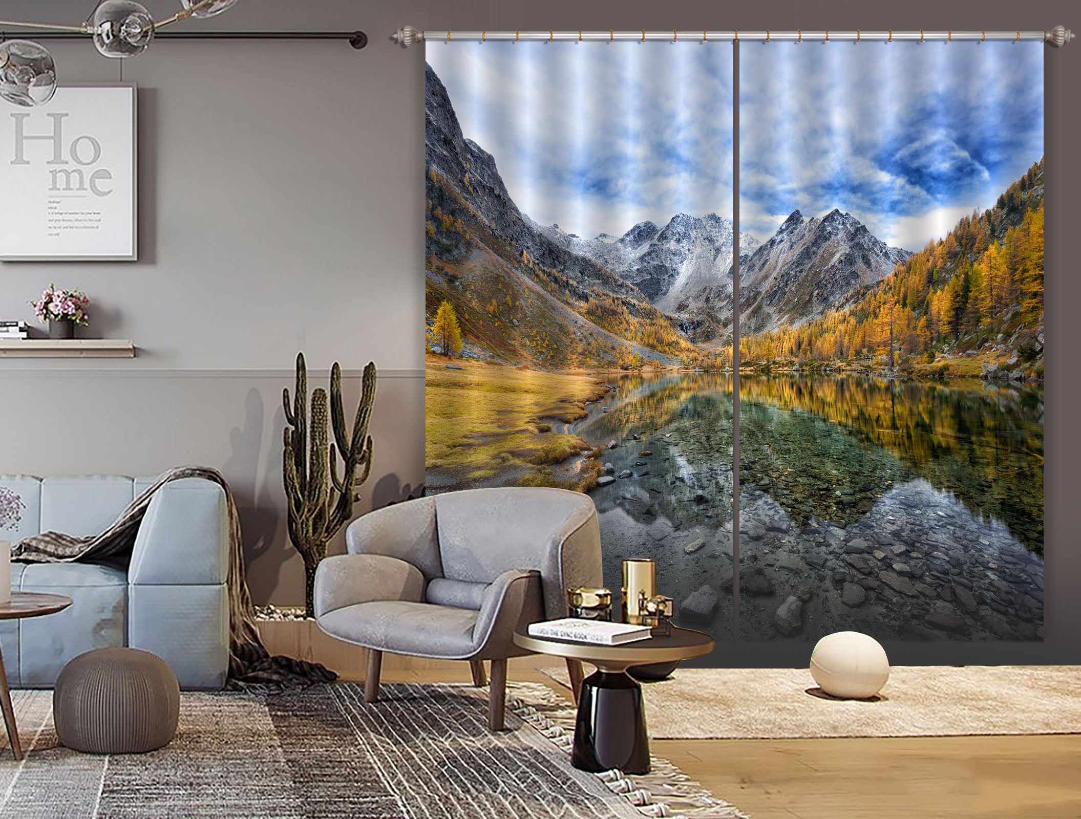 3D Forest Lake 047 Marco Carmassi Curtain Curtains Drapes