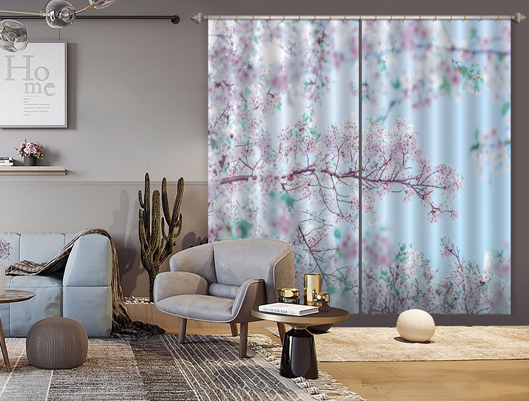 3D Pink Flower 6542 Assaf Frank Curtain Curtains Drapes