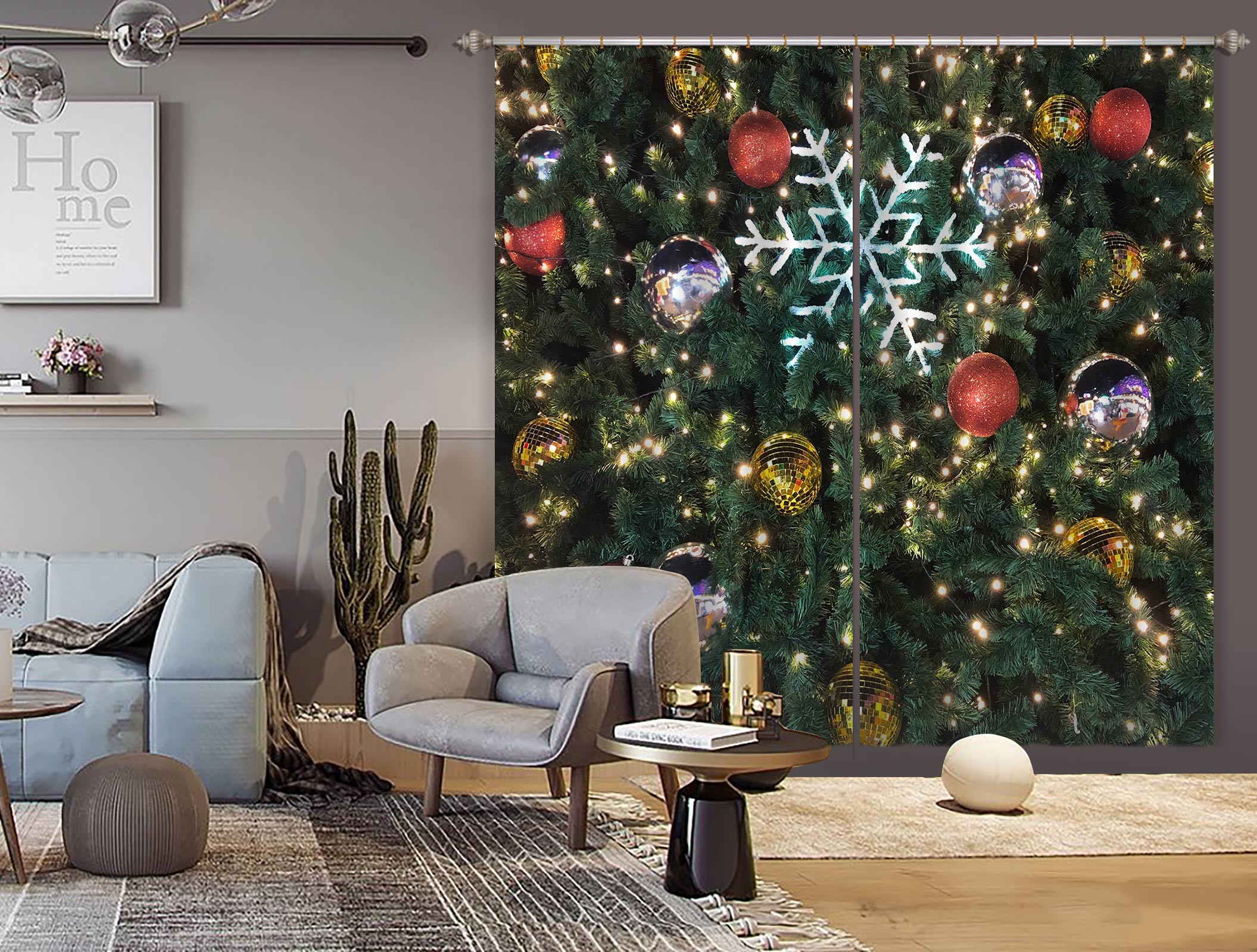 3D Tree 53130 Christmas Curtains Drapes Xmas