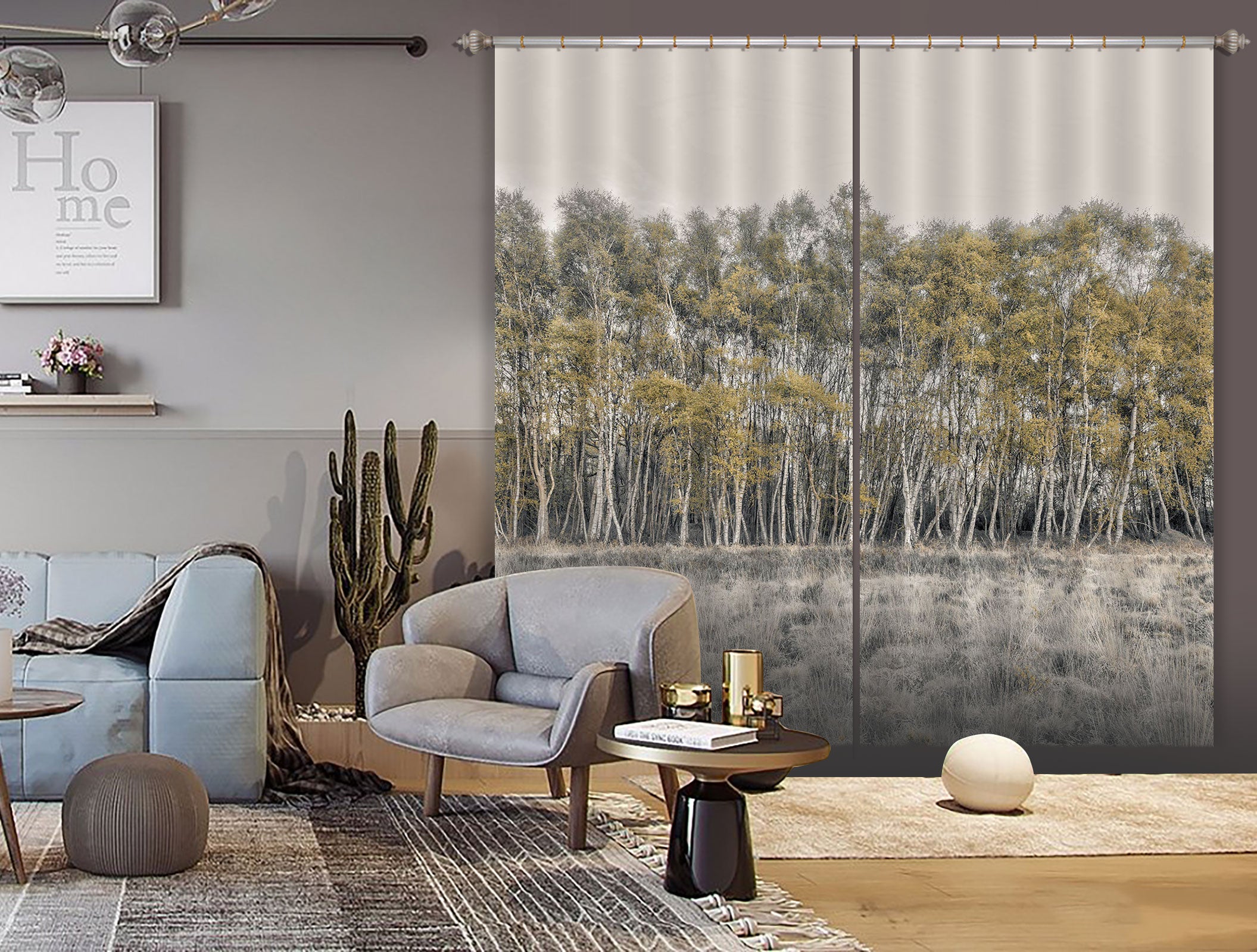 3D Yellow Forest 057 Assaf Frank Curtain Curtains Drapes