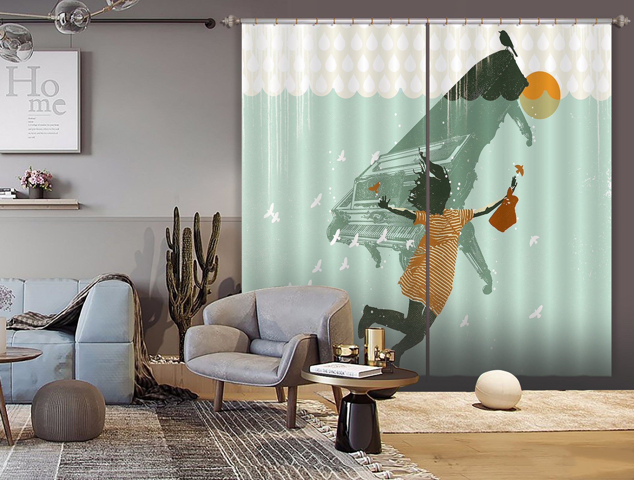 3D Swimming In Water 058 Showdeer Curtain Curtains Drapes