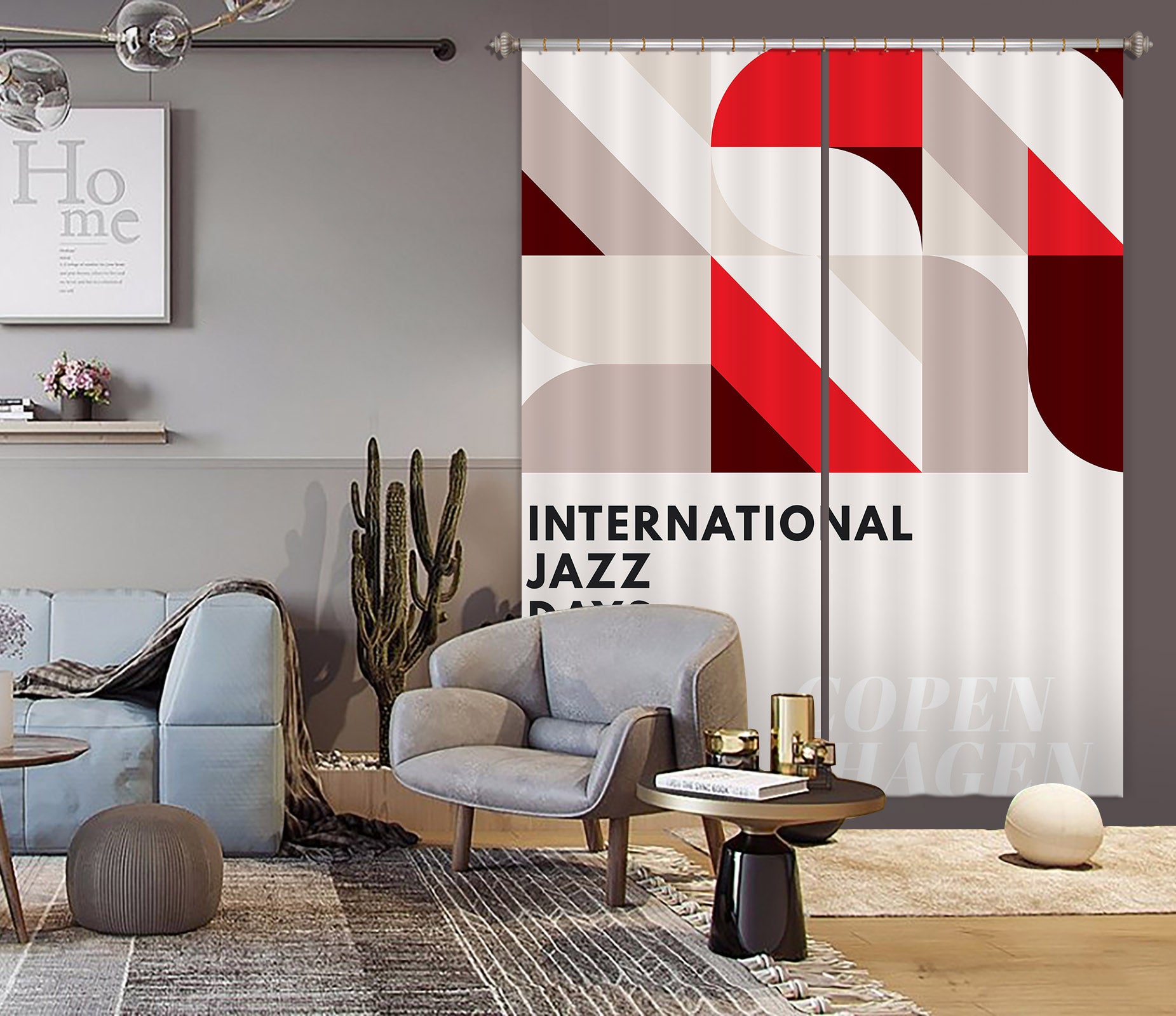 3D Grey Geometry 1060 Boris Draschoff Curtain Curtains Drapes