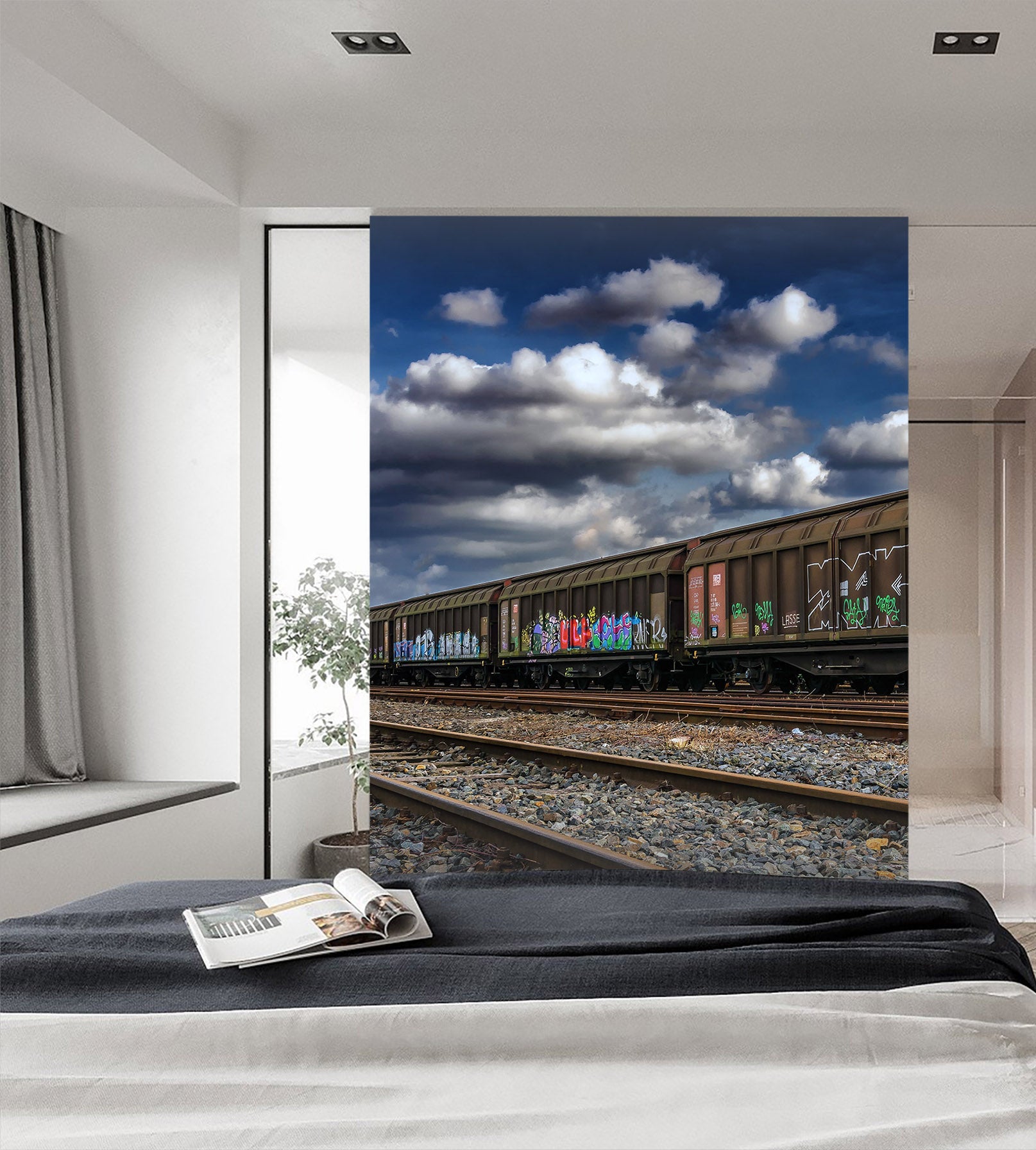 3D Train Clouds 429 Vehicle Wall Murals