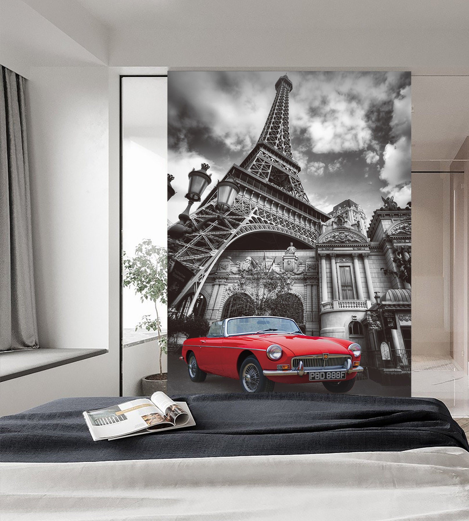 3D Eiffel Tower Villa Car 439 Vehicle Wall Murals