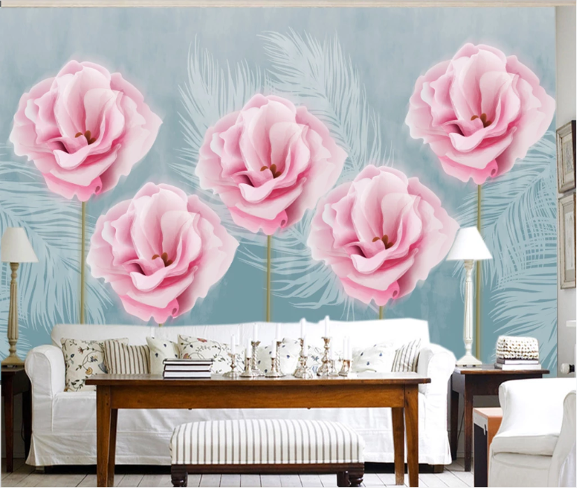 3D Pink Rose WC1493 Wall Murals