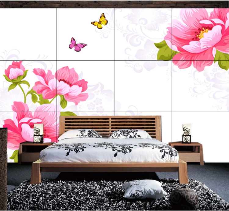 3D Peony Butterfly WC328 Wall Murals
