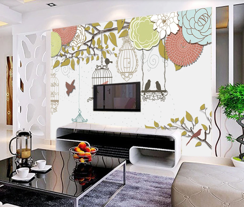 3D Birdcage Flower WC148 Wall Murals