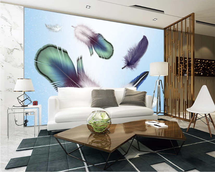3D Purple Feathers WC2447 Wall Murals