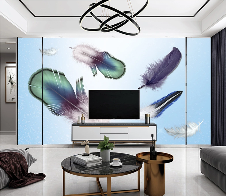 3D Purple Feathers WC2447 Wall Murals