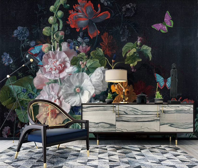 3D Vintage Flower WC2121 Wall Murals