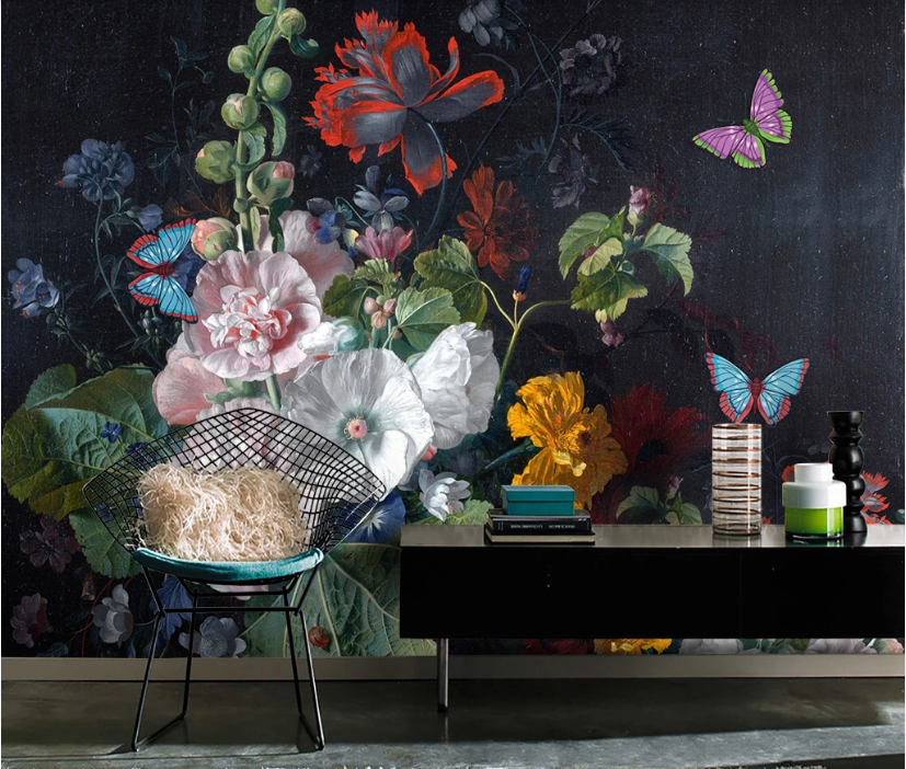 3D Vintage Flower WC2121 Wall Murals