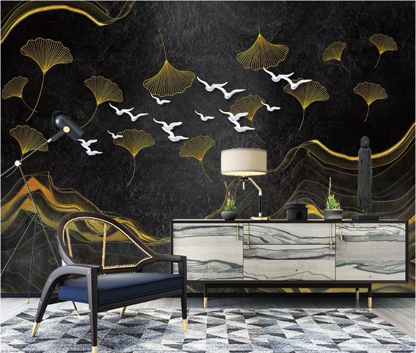3D Pigeon Leaves WC2020 Wall Murals