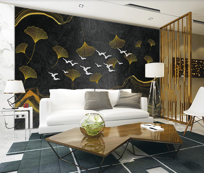 3D Pigeon Leaves WC2020 Wall Murals