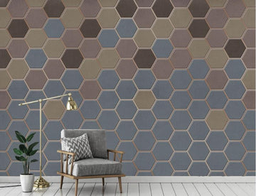 3D Four-color Hexagon Arrangement 1205 Wall Murals