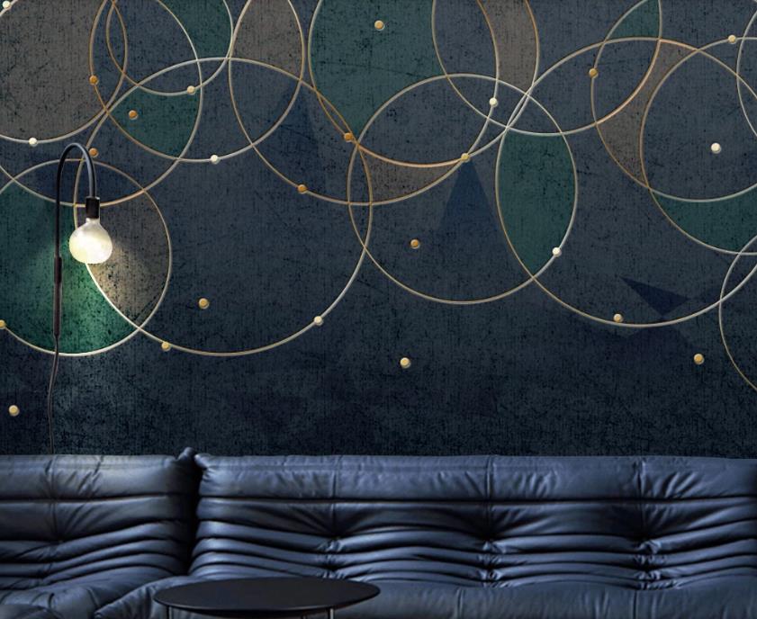3D Golden Thread Round Staggered 1211 Wall Murals