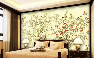 3D Bright Yellow Flowers And Birds 1159 Wall Murals