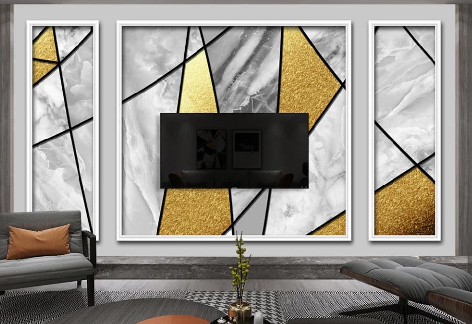 3D Three-color Polygon 1219 Wall Murals