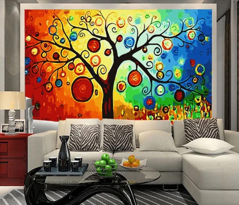 3D Color Paint And Tree 1066 Wall Murals