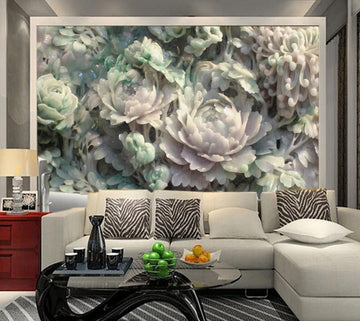 3D Two-color Cascading Flowers 1068 Wall Murals