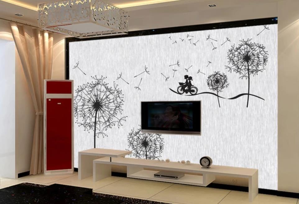 3D Couple And Dandelion 1087 Wall Murals