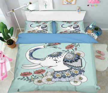 3D Elephant Blossom 116 Bed Pillowcases Quilt Wallpaper AJ Wallpaper 