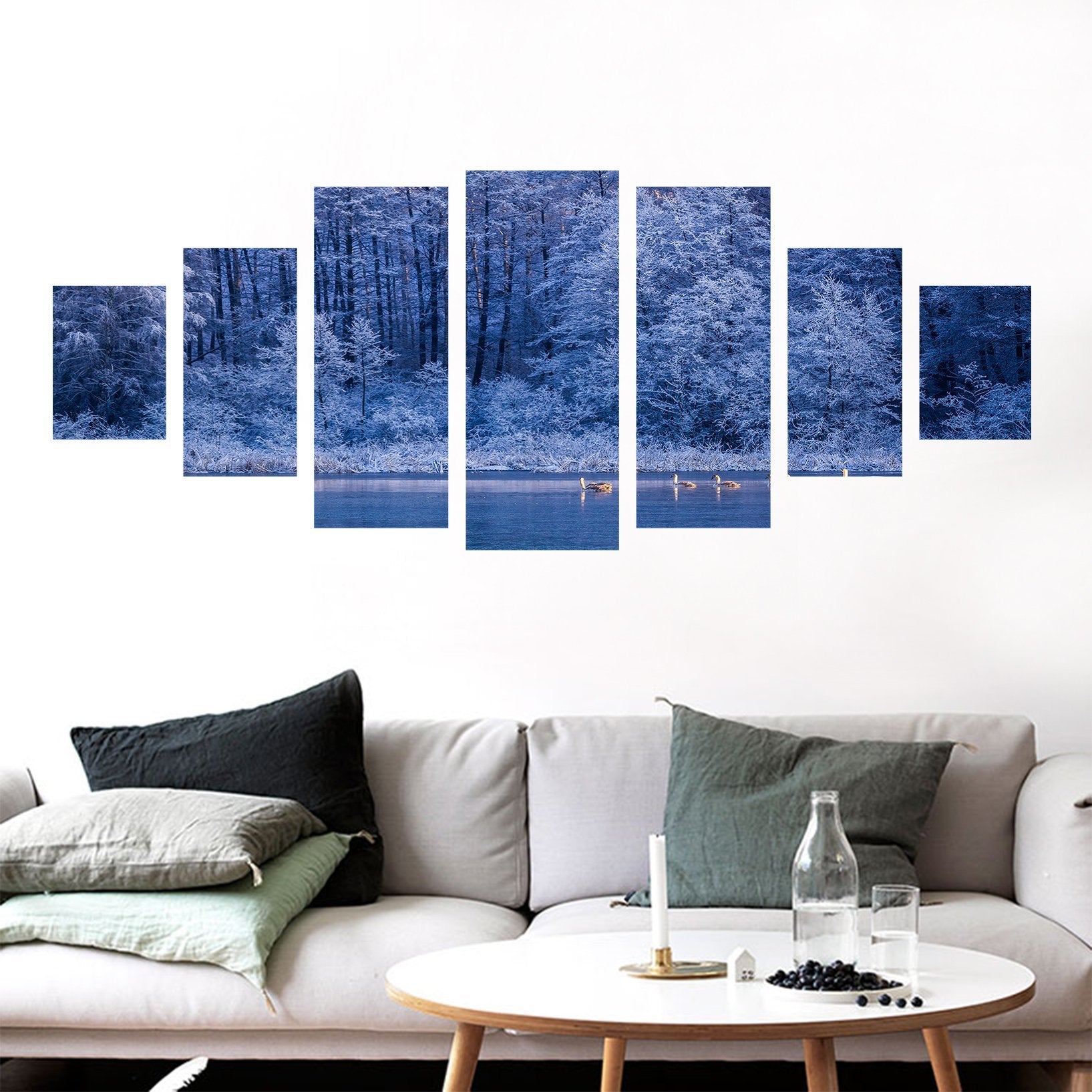 3D River Swans 170 Unframed Print Wallpaper Wallpaper AJ Wallpaper 