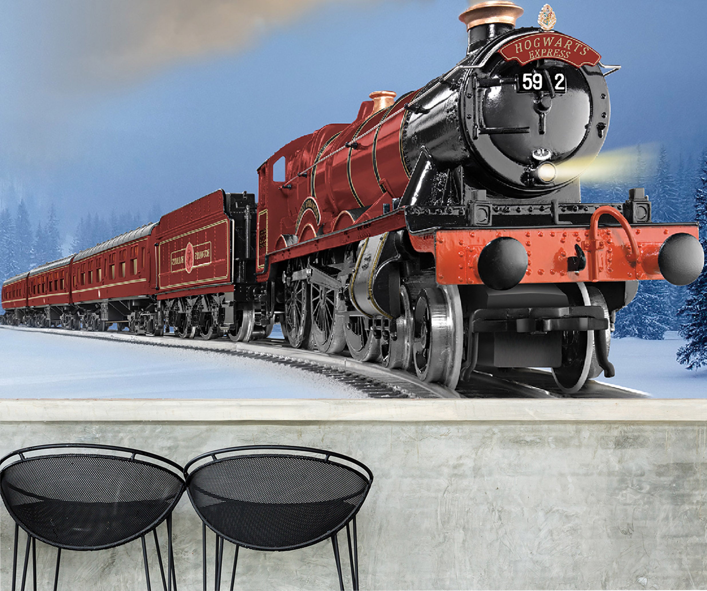 3D Red Train 177 Vehicle Wall Murals
