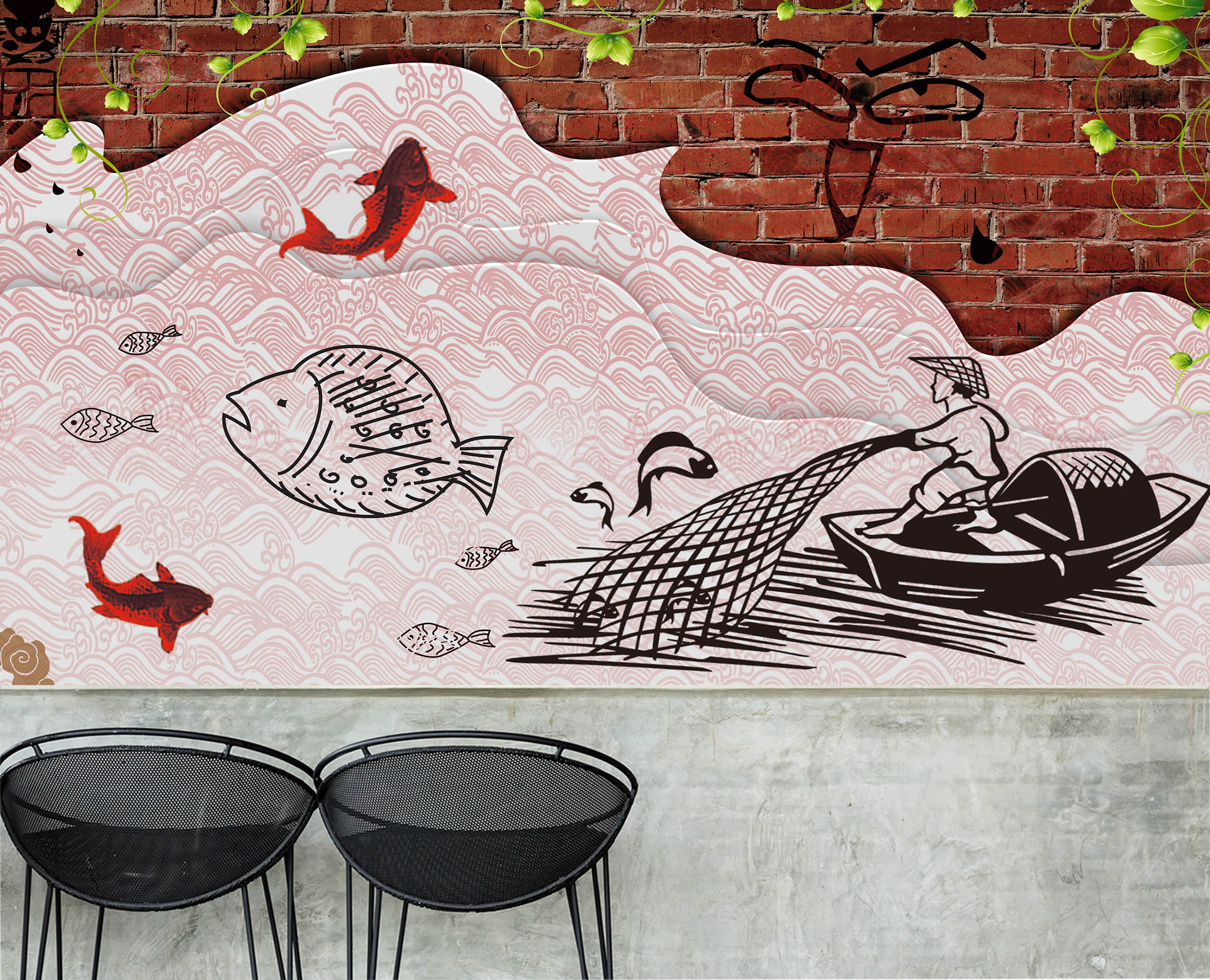 3D Swimming Fish 3015 Wall Murals