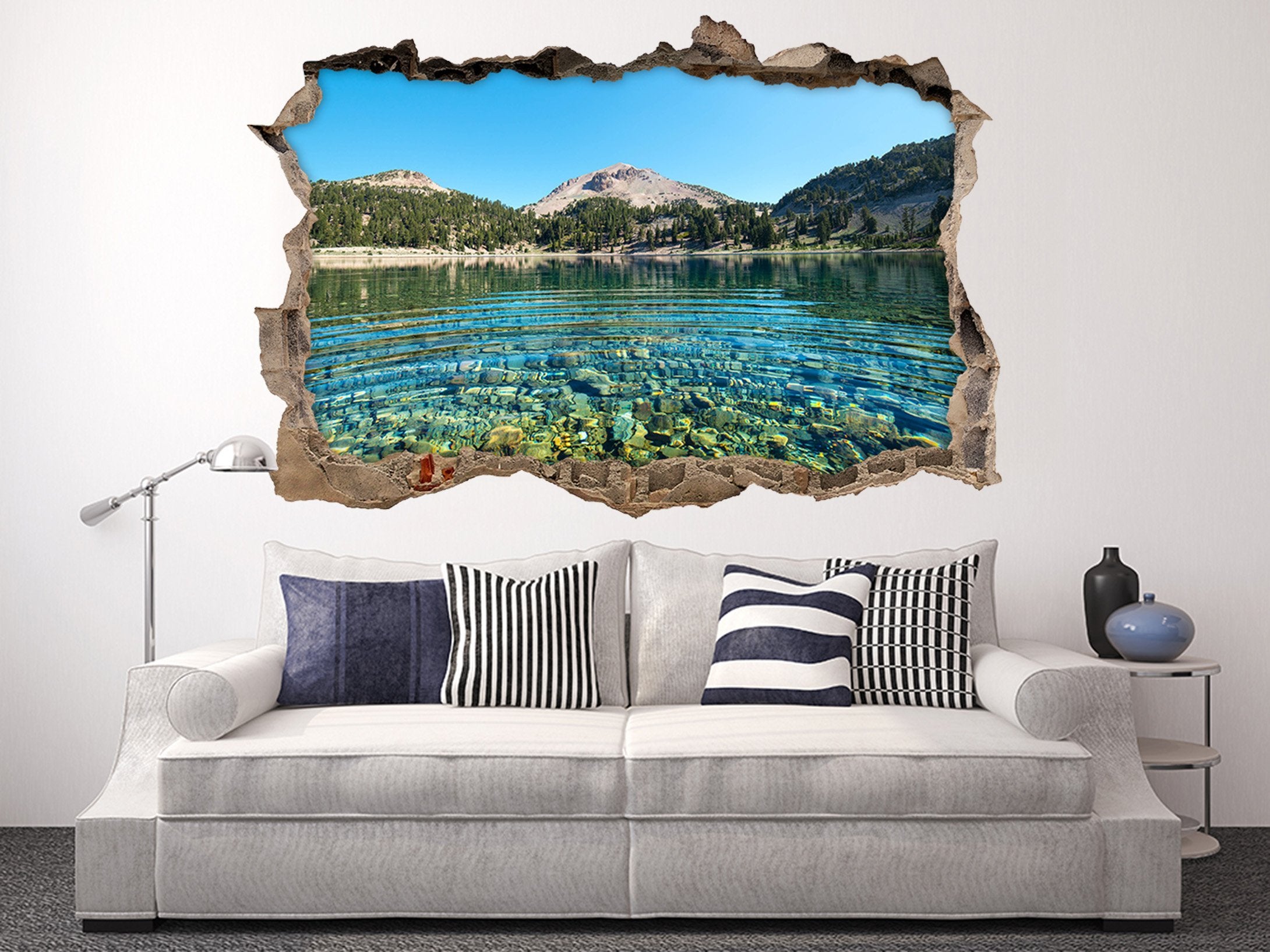3D Clear Lake Scenery 324 Broken Wall Murals Wallpaper AJ Wallpaper 