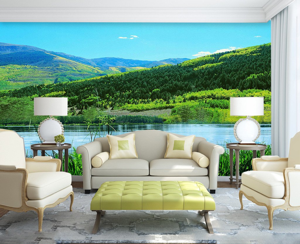 Lakeside Green Landscape Wallpaper AJ Wallpaper 