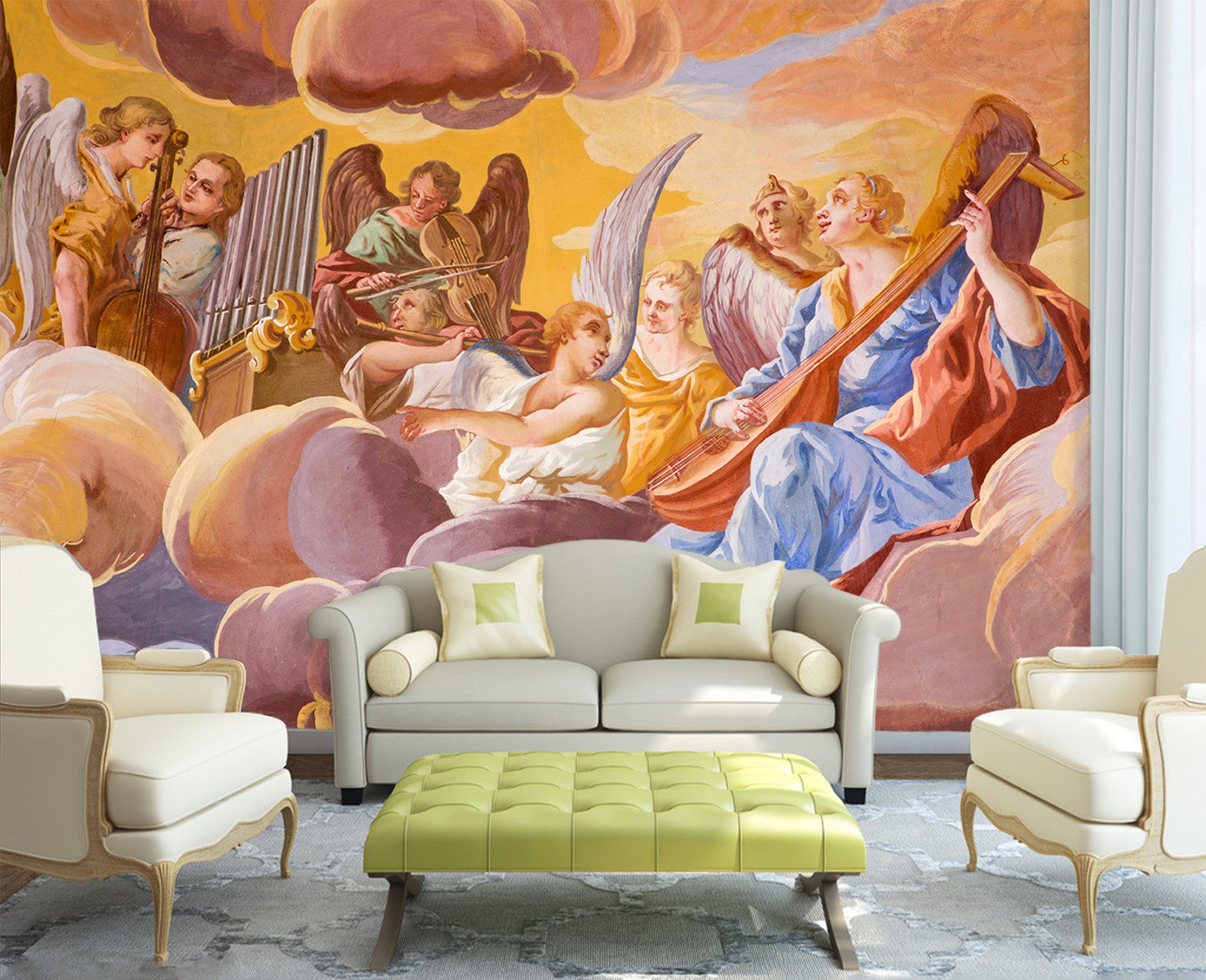 3D Play The Harp 1540 Wall Murals