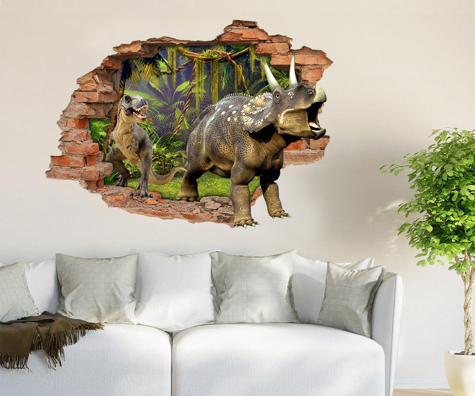 3D Forest Dinosaurs 90 Broken Wall Murals Wallpaper AJ Wallpaper 