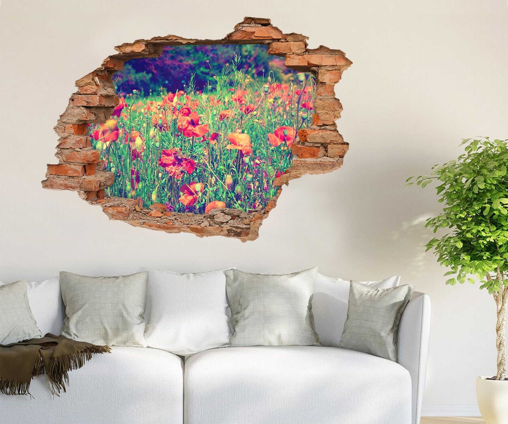 3D Weeds Flowers 189 Broken Wall Murals Wallpaper AJ Wallpaper 