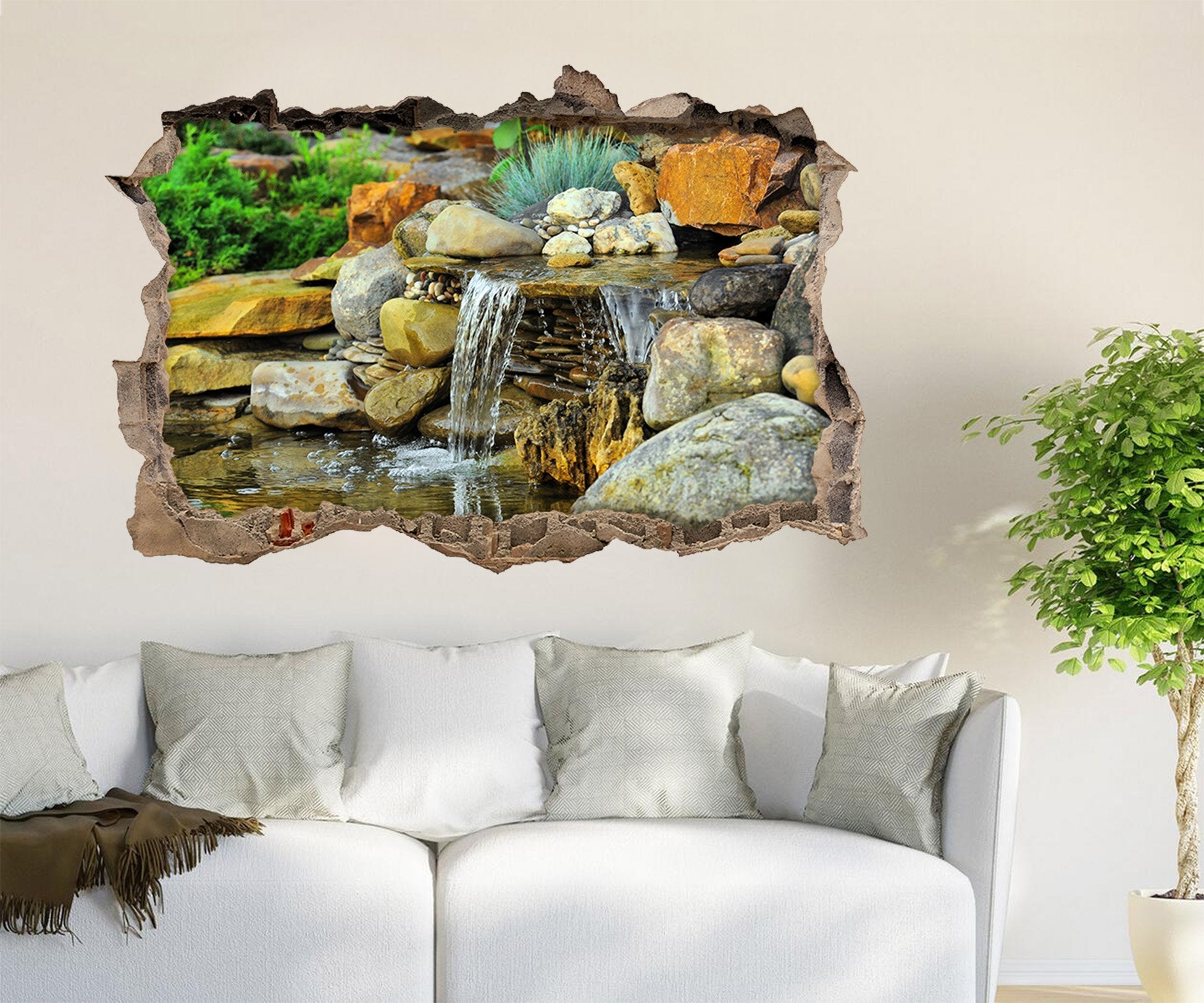 3D River Stones 111 Broken Wall Murals Wallpaper AJ Wallpaper 